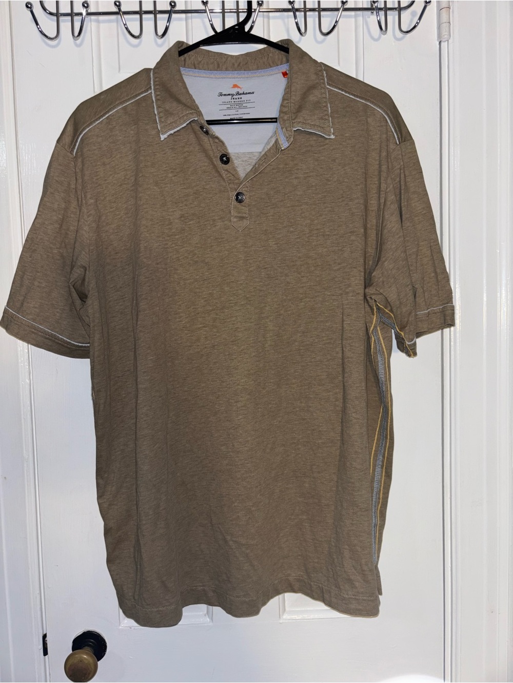 Tommy Bahama Island Modern Fit short-sleeve polo  in khaki size L